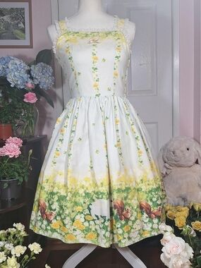 Innocent World “Rabbit Letter” Print JSK | Sax Classic Lolita Jumper Skirt ✉️✨